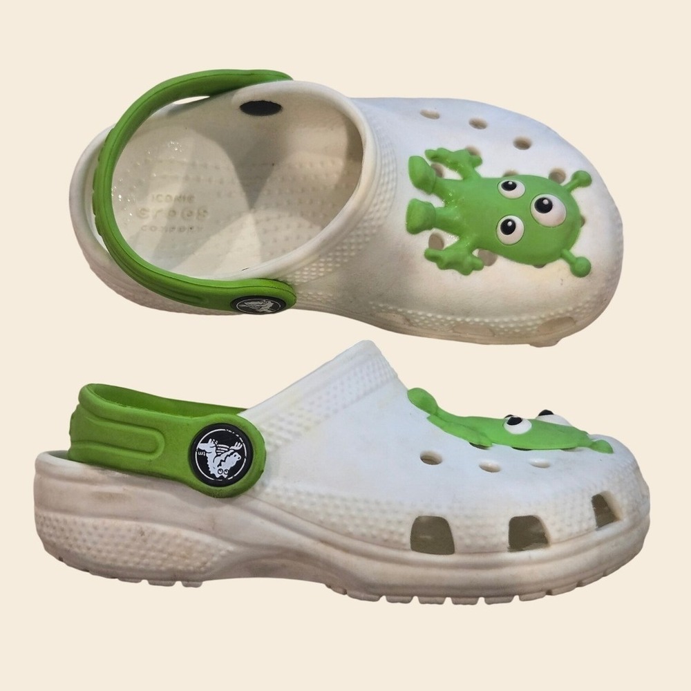 Crocs Kids Classic Alien Clog White Lime Green Three Eyed Monster Size C9